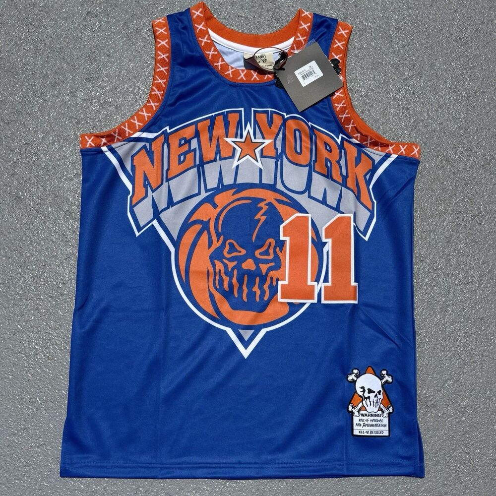 Men's NBA New York Knicks Jalen Brunson Jersey Brand X Blue Medium